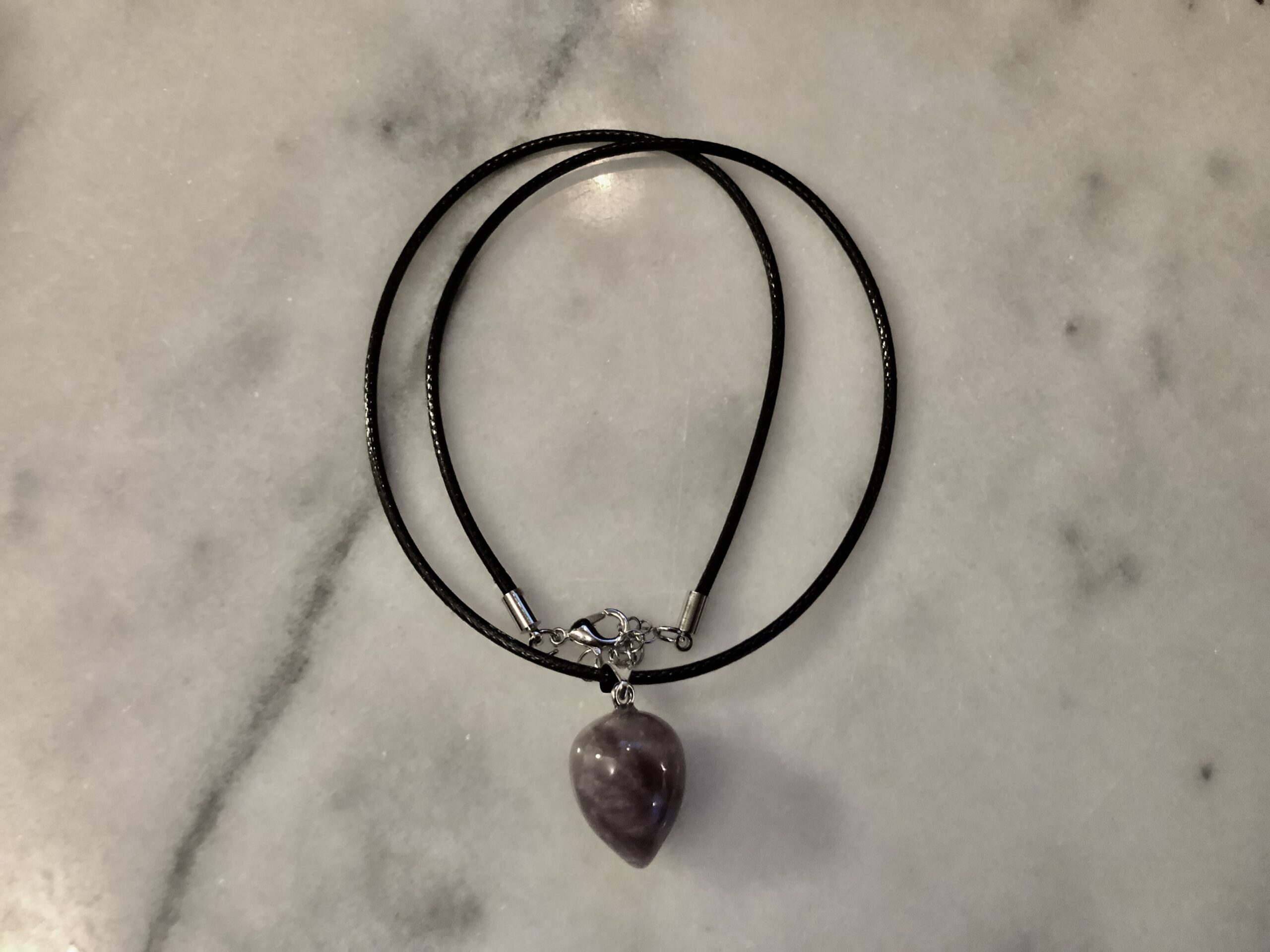 Ametist droppe hänge med halsband